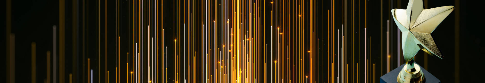 Gold lines and a award trophy